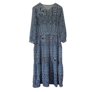 J. McLaughlin midi/maxi long sleeve blue floral dress size S. New without tags